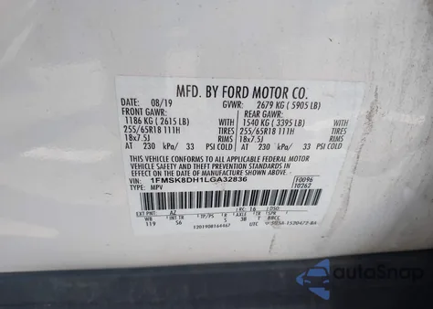2020 Ford Explorer Xlt z USA, uszkodzony, nr VIN 1FMSK8DH1LGA32836